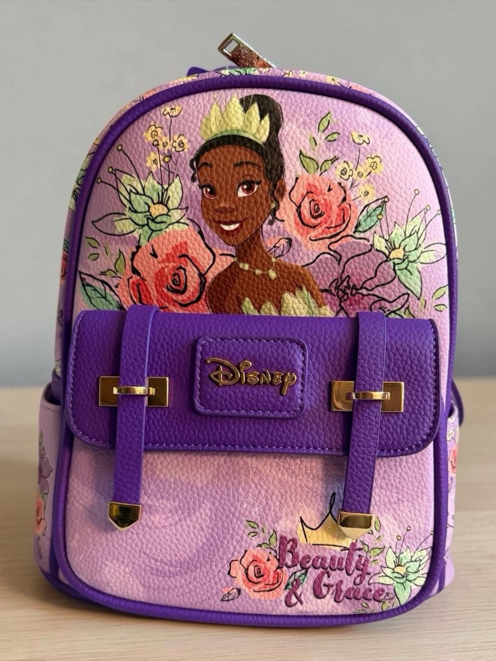 Disney Purple & Pink Princess Tiana Floral Mini Backpack